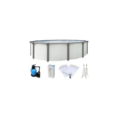 Rundpool KWAD "»Supreme« all in Premium Folie", beige (weiß, farbe innen: sand), B:460cm H:132cm L:460cm, Schwimmbecken, Rundpool, ØxH: 460x132cm, inkl. Bodenisolationsset