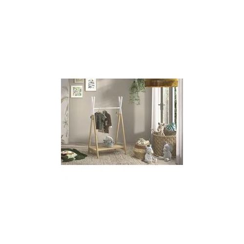 Kleiderständer VIPACK "Kiddy, die ideale Hängemöglichkeit für das Kinderzimmer", beige (natur, weiß), B:74cm H:131,8cm T:50cm, Massivholz, Garderobenständer, mit Hängemöglichkeit und Schuhablage, Kiefermassiv natur/weiß
