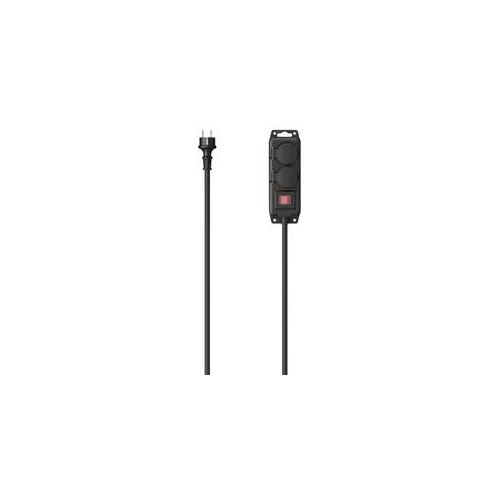 Steckdosenleiste HAMA, schwarz, B:10cm H:30cm T:4,5cm, Kunststoff, Steckdosenleisten, IP44