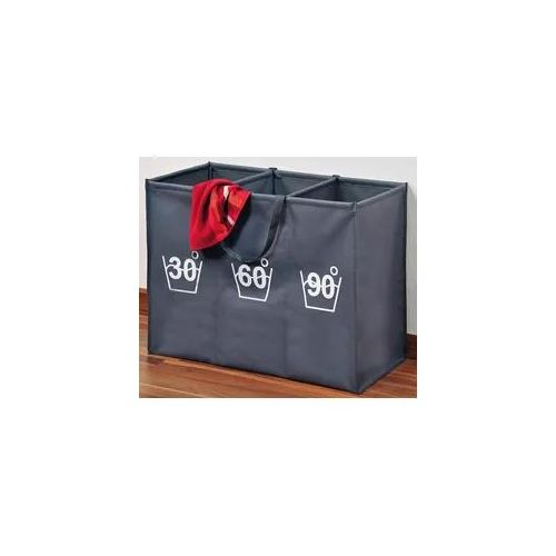 Wäschesortierer KESPER, grau, B:75cm H:60cm T:35cm, Polyester, Wäschesammler, Wäschesortierer, mit beidseitigem Aufdruck