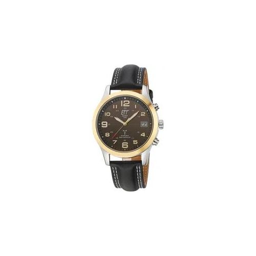 Funkuhr ETT "Gobi", schwarz (schwarz, schwarz), Armbanduhren, Herren, Funkuhr, Armbanduhr, Herrenuhr, Datum, Solar, Lederarmband
