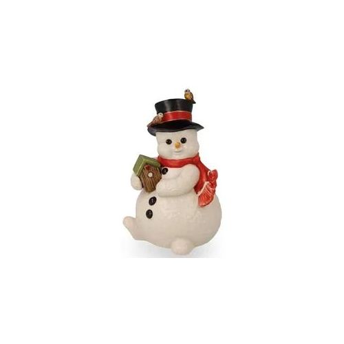 Dekofigur GOEBEL "Schneemann - Umzug ins Winterquartier", bunt, B:8cm H:13,5cm T:8,5cm, Steingut, Dekofiguren, 8,5 x 8 x 13,5 cm