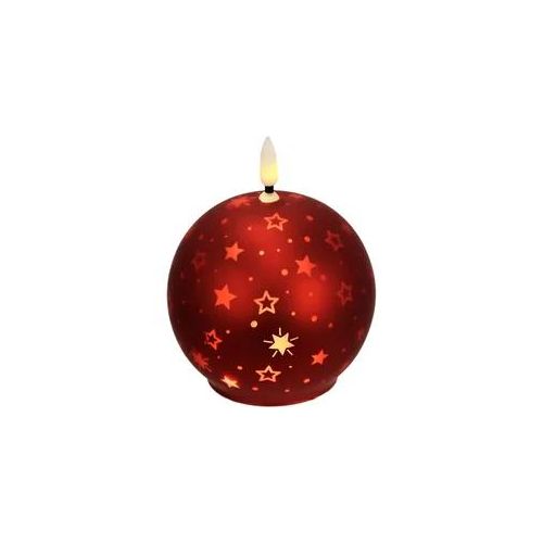 LED-Kerze I.GE.A. "Kugel-Kerze B", rot, B:10cm H:12cm, Glas, Kerzen, LED-Kerze, aus Glas batteriebetrieben mit Timer Adventskranz Adventskerzen