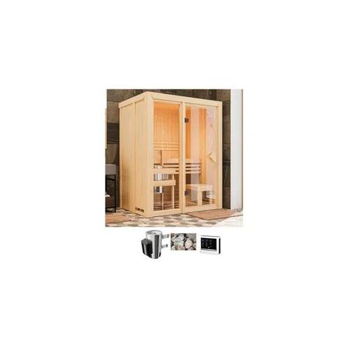 Sauna KARIBU "Alani 1", natur, Saunaofen, externe Steuerung, 3,6 kW, Saunen, Ofen 3,6 kW externe Strg.easy