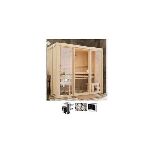 Sauna KARIBU "Alani 2", natur, Saunaofen, externe Steuerung, 3,6 kW, Saunen, Ofen 3,6 kW externe Strg.easy