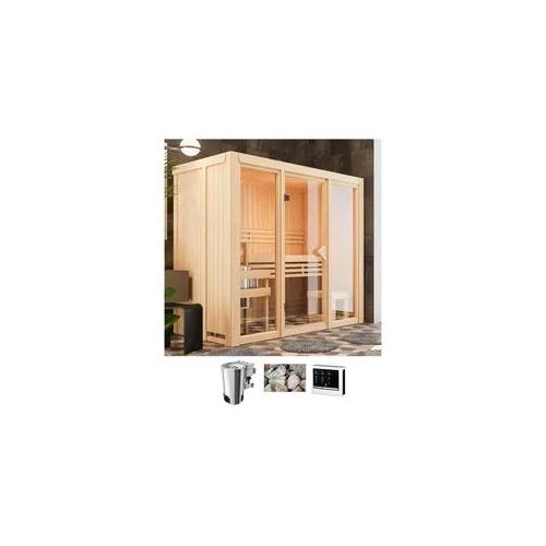Sauna KARIBU "Alani 2", natur, Bio-Ofen, externe Steuerung, 3,6 kW, Saunen, Ofen 3,6 kW Bio-Ofen externe Strg. easy