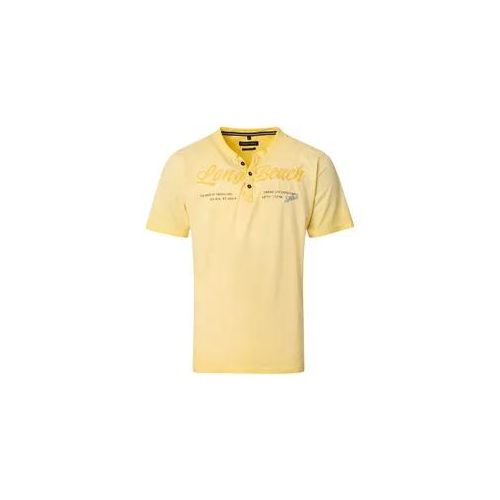 Henleyshirt CASAMODA "CASAMODA Henley uni", Herren, Gr. L, gelb, 100% Baumwolle, Shirts