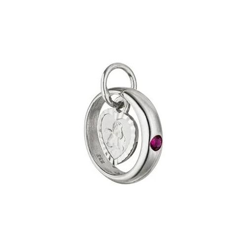 Kettenanhänger JOBO "Kindernanhänger Taufring Schutzengel", weißgold 333, Schmuckanhänger, Mädchen, Weißgold 333, Kettenanhänger, 333 Weißgold mit Rubin