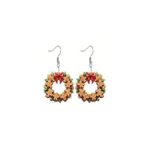Paar Ohrhänger ADELIA ́S "Weihnachtsschmuck Ohrringe Ohrhänger Weihnachtskranz aus Acryl", bunt, Ohrringe, Damen, Damen, Acryl, Weihnachtsschmuck Ohrhänger Weihnachtskranz aus Acryl