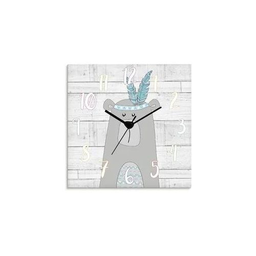 Wanduhr ARTLAND "Bär", blau, B:30cm H:30cm T:0,3cm, Wanduhren, Wanduhr, wahlweise mit Quarz- oder Funkuhrwerk, lautlos ohne Tickgeräusche