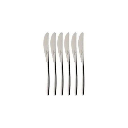 Tafelmesser VILLEROY & BOCH "Tafelmesser SoftWave 23,7 cm 6er Set silber", silber, 6 tlg., Essmesser