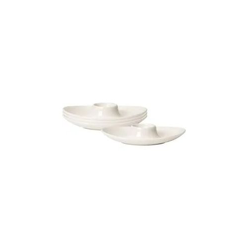 Eierbecher VILLEROY & BOCH "Eierbecher New Cottage Basic 15 x 11 cm 4er Set weiß", weiß, Porzellan, Eierbecher