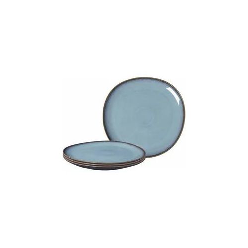 Servierplatte "Servierplatten Lave ø 32 cm 4er Set", blau (glacé), Steingut, LIKE. BY VILLEROY & BOCH, Servierplatten, Servierplatte