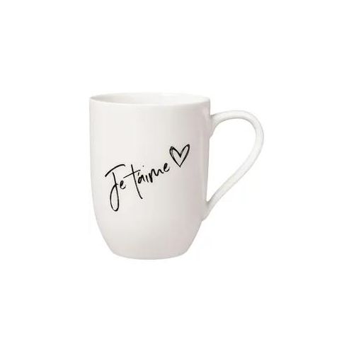 Becher VILLEROY & BOCH "Becher mit Henkel 'Je t'aime' Becher Liebe Statement 290 ml weiß", weiß, 1 tlg., Porzellan, Trinkgefäße, Becher