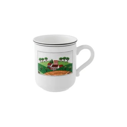 Becher VILLEROY & BOCH "Kaffeebecher Dörfchen Design Naif 300 ml bunt", bunt, Porzellan, Trinkgefäße, Becher