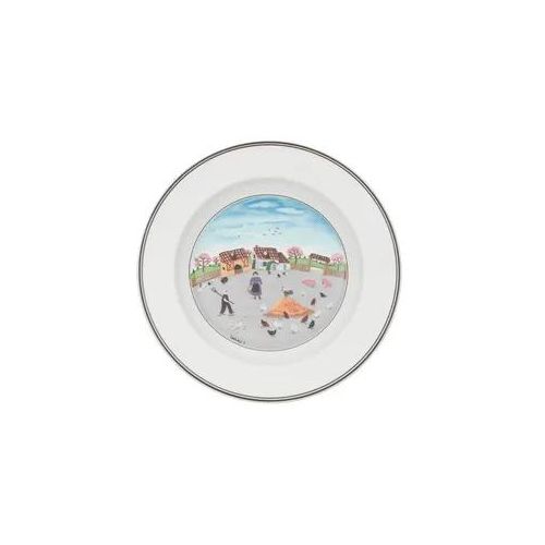 Suppenteller VILLEROY & BOCH "Suppenteller Hühnerhof Design Naif ø 21 cm bunt", bunt, Speiseteller