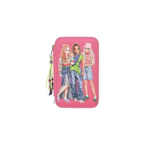 Buntstift DEPESCHE "3-Fach Federtasche mit Stifte TOPModel 20,5 x 14,3 cm pink", Kinder, pink, Kunststoff, Stifte