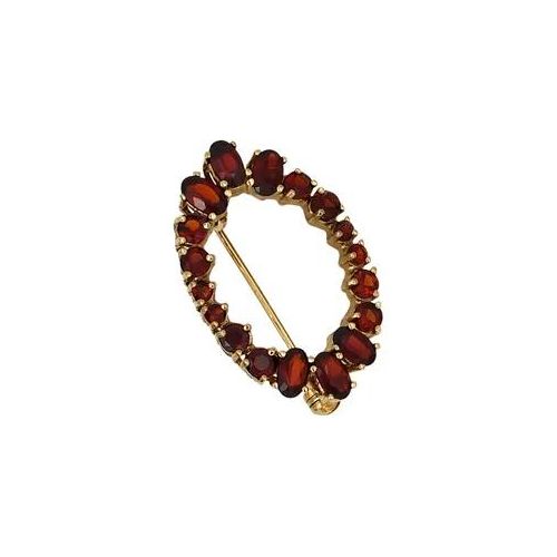Brosche JOBO "Granatbrosche 28 mm", rot, rot, Broschen, Damen, Gelbgold 375, Brosche, 375 Gold mit Granat