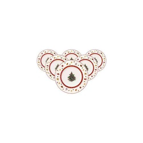 Frühstücksteller VILLEROY & BOCH "Frühstücksteller Toy's Delight ø 21,5 cm 6er Set weiß", weiß, B:21,5cm H:2,1cm L:21,5cm Ø:21,5cm, Speiseteller, Mikrowellengeeignet