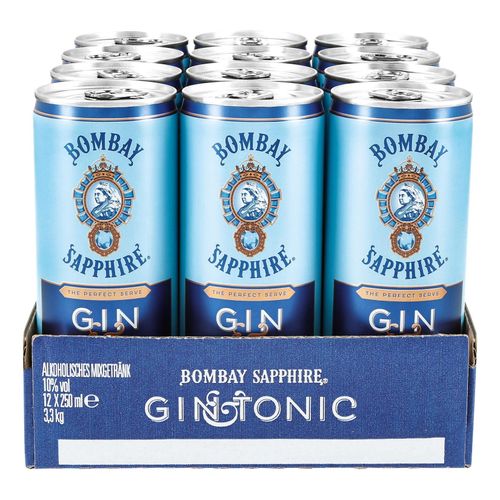 Bombay Sapphire Gin & Tonic Mixgetränk 10,0 % vol 0,25 Liter Dose, 12er Pack