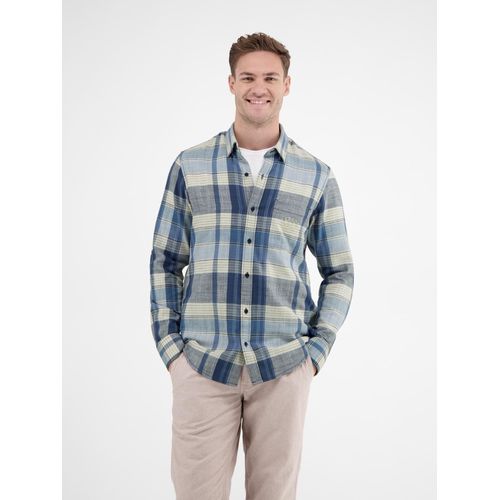 Karohemd LERROS "Karohemd für Herren", Herren, Gr. S, Normalgrößen, blau (crispy blau), 100% Baumwolle, Hemden Karohemd