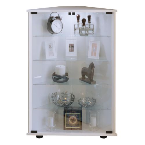 Standvitrine VCM "Holz Glas Eckvitrine Vitrine Sammelvitrine Jecka L", weiß, B:67cm T:23cm, Obermaterial: 100% Holz Wood., Schränke, Standvitrine