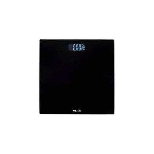 Personenwaage WENKO, schwarz, B:31,2cm H:2,2cm T:28cm, Glas, Kunststoff, Personenwaagen, digitale Körperwaage mit LCD-Display