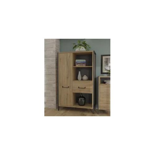 Mehrzweckregal FORTE, braun (bartex eiche, schwarz), B:94,1cm H:151,5cm T:41,5cm, Regale, Mehrzweckregal