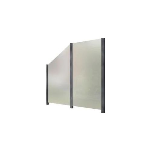 Zaun STAKET PRO, grau, Pfosten: 3 Stk., Aluminium, Glas, Zaunelemente, Glaszaun, Gesamtlänge: 2,212 m, 3 Pfosten