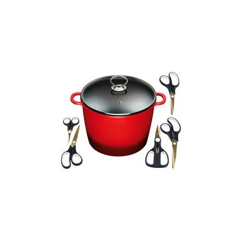 Suppentopf KING, rot, B:26cm H:18cm L:33cm Ø:24cm, Töpfe, Suppentopf, Kochtopf 7LØ24cm +Glasdeckel, Induktion, Keramikbeschichtung