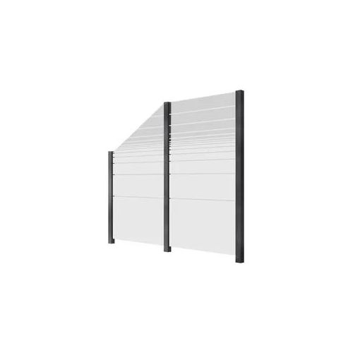Zaun STAKET PRO, grau, Pfosten: 3 Stk., Aluminium, Glas, Zaunelemente, Glaszaun, Gesamtlänge: 2,29 m, 3 Pfosten