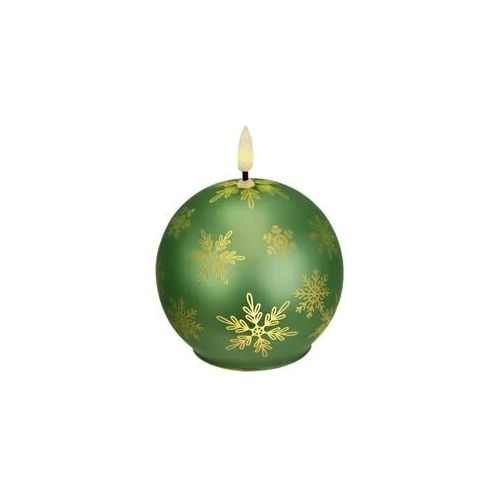 LED-Kerze I.GE.A. "Kugel-Kerze A", grün, B:10cm H:12cm, Glas, Kerzen, LED-Kerze, aus Glas batteriebetrieben mit Timer Adventskranz Adventskerzen