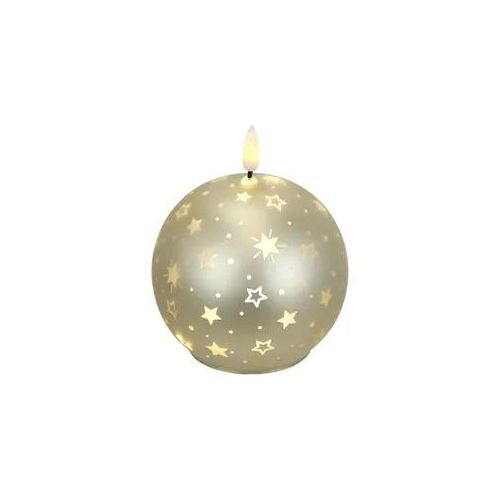 LED-Kerze I.GE.A. "Kugel-Kerze B", gold, B:10cm H:12cm, Glas, Kerzen, LED-Kerze, aus Glas batteriebetrieben mit Timer Adventskranz Adventskerzen