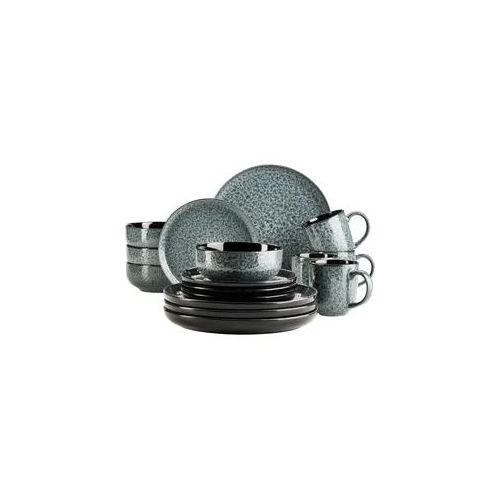 Kombiservice MÄSER "FILIPPA, Kombiservice, Steinzeug", grün, 16 Stk., Steinzeug, Geschirr-Sets, Kombiservice, Geschirr-Set, Service