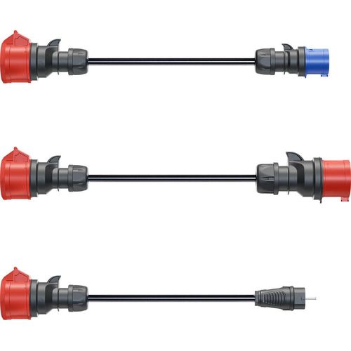 go-e Adapter-Set zu Wallbox Gemini flex 11kW für Haushaltssteckdose, CEE blau 16A, CEE rot 32A