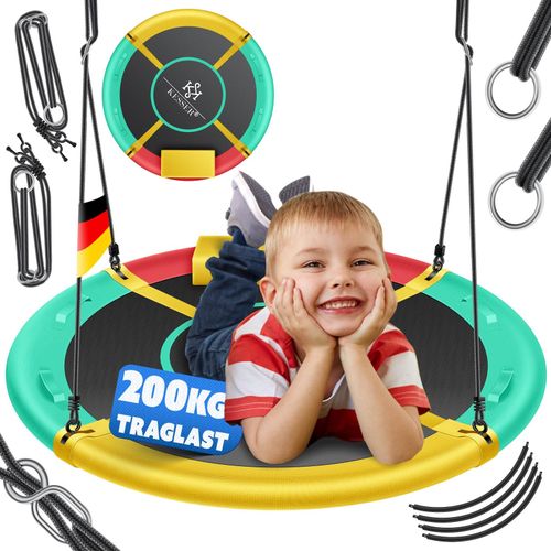KESSER® Nestschaukel Tellerschaukel Hängeschaukel Rundschaukel Schaukel verstellbar Garten-Schaukel Kinderschaukel Indoor - Outdoor-Schaukel für Kinder & Erwachsene