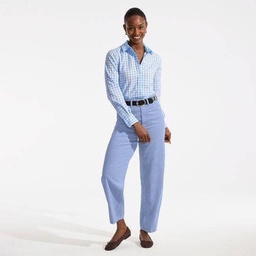Barrel-Feincordhose High Waist, Damen,  Blau, Baumwolle, by Lands' End