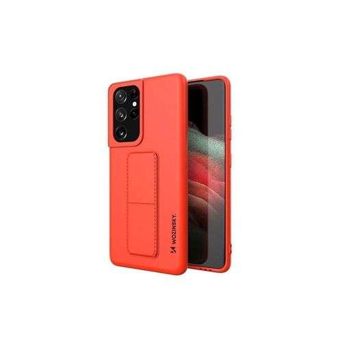 Wozinsky Kickstand Case Silicone Case with Stand Case for Samsung Galaxy S21 Ultra 5G Red