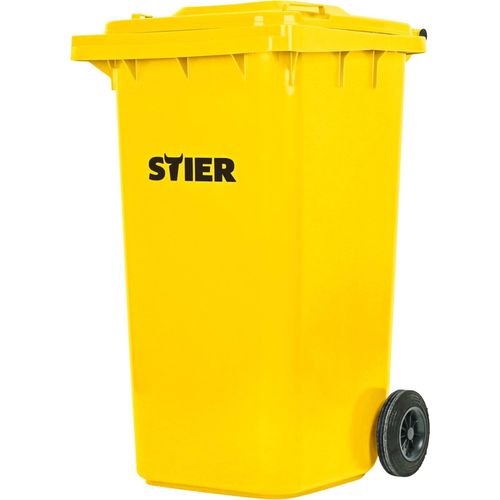 STIER 2-Rad-Müllgroßbehälter, Mülltonne, Volumen 240 Liter, Mülleimer, Farbe: Gelb, Größe: 576 x 720 x 1067 mm, Restmülltonne mit Rädern und Deckel, Universaltonne, Universaltonne