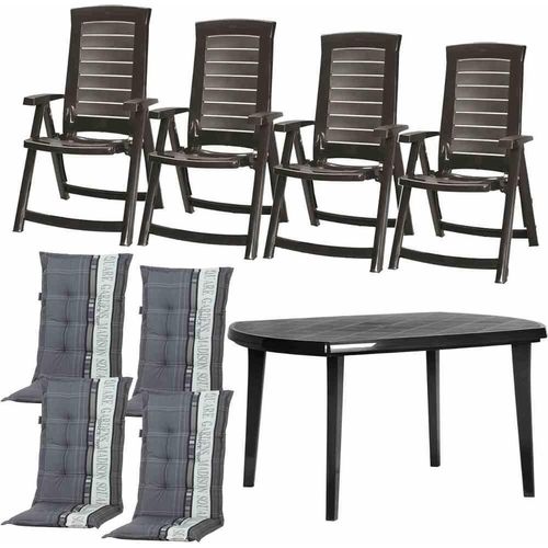 Aruba+Elise SET 9-teilig Gard 4 x Klappsessel, 4 x Auflagen, 1 x Elise Tisch