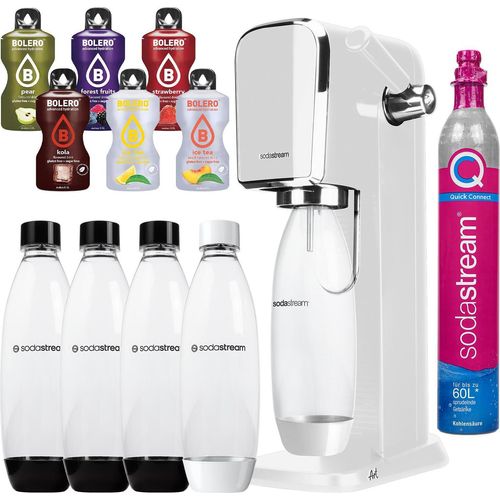 SodaStream Art Weiß Wassersprudler + SodaStream Flaschen 3 Stück Schwarz 1L Fuse + Bolero