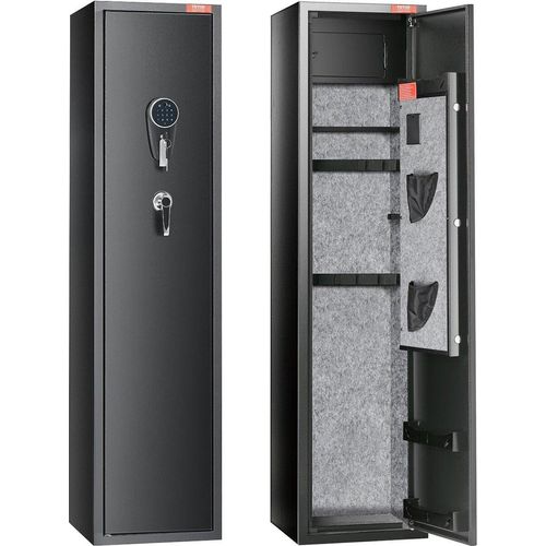 7-8 Rifles Gun Safe, Rifle Safe with Digital Keypad & Lock, Gun Storage Cabinet for Shotguns with Built-in Storage Locker, Removable Storage Shelf for Home Long Gun and Pistols