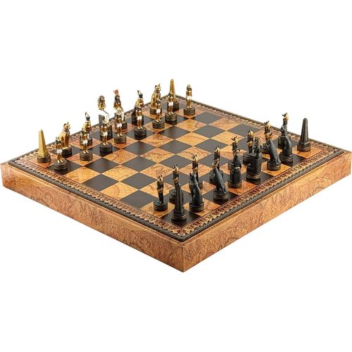 s Schachset im ägyptischen Stil mit handbemalten Figuren - 48 cm
