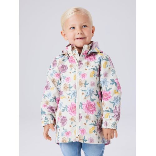 Outdoorjacke NAME IT "NMFMAXI JACKET LI AOP NOOS", Mädchen, Gr. 86, birch, Web, Obermaterial: 100% Polyester, bedruckt, Po-bedeckend, elastischer Bund, Jacken Outdoorjacke