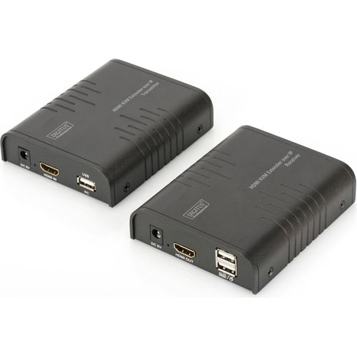 Digitus HDMI KVM IP Extender Set, Sender und Empfänger, Kabelgebunden, 80 m, Cat5, Cat5e, Cat6, 1920 x 1080 Pixel, Schwarz