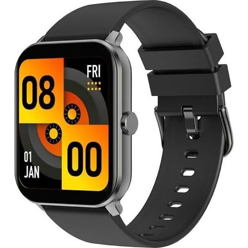 Farbe Schwarz - Sprachassistent, Bluetooth-Anrufe, Sportmodus,wasserdicht IP68 - Silikonband - Abmessungen 44,17 x 37,28 x 10,75 mm,Standard Modren