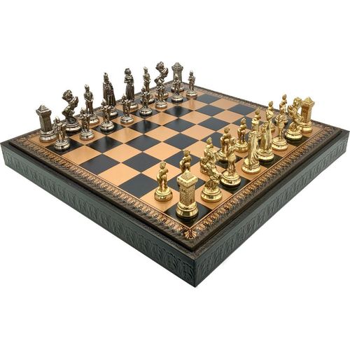 Premium 3-in-1 Spieleset 48 cm – Schach, Dame & Backgammon mit Metallfiguren