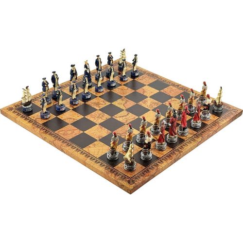 Piraten-Schachspiel 8cm + Kunstleder Antike Karte Spielbrett 45cm
