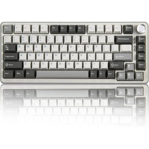 Mechanische Tastatur, 75% QWERTY Gaming Tastatur Dichtung Hot Swap Keyboard mit Knopf, Vorgeschmierte Schalter RGB, BT/Type-C/2.4G Creamy Keyboard