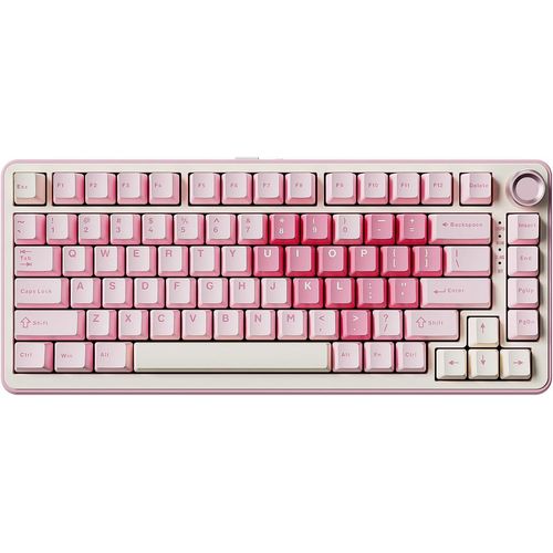 Mechanische Tastatur,75% Gaming Tastatur Dichtung Hot Swap Custom mit Knopf, Vorgeschmierte Schalter RGB,Tri-Mode Tastatur (Pink,Cocoa Cream V2 Switch
